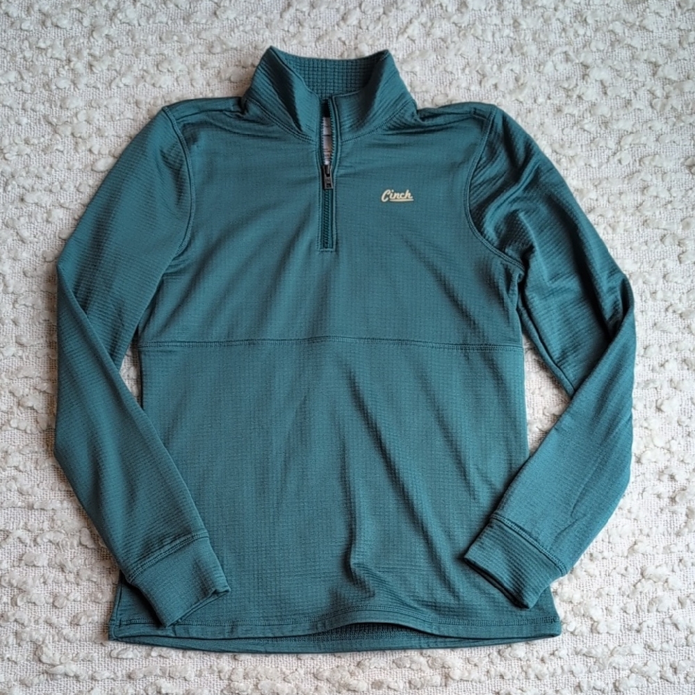 Cinch Teal Long-Sleeve Quarter Zip Women's Small Cozy Active Western Pullover